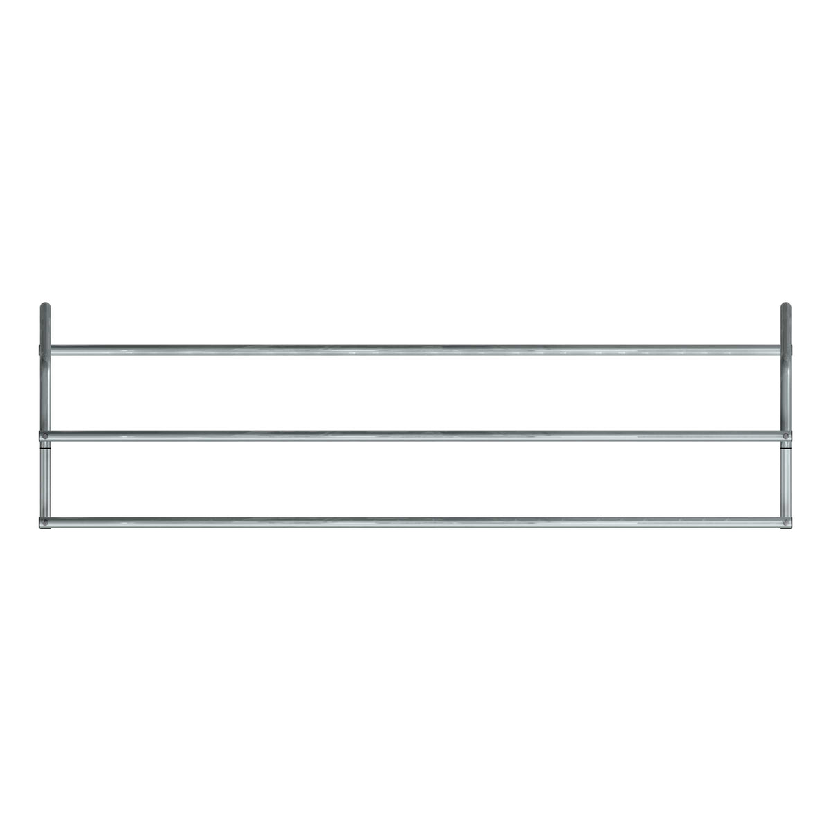 10 ft long D-shaped bike rack of galvanized steel tubing - double sided in top view