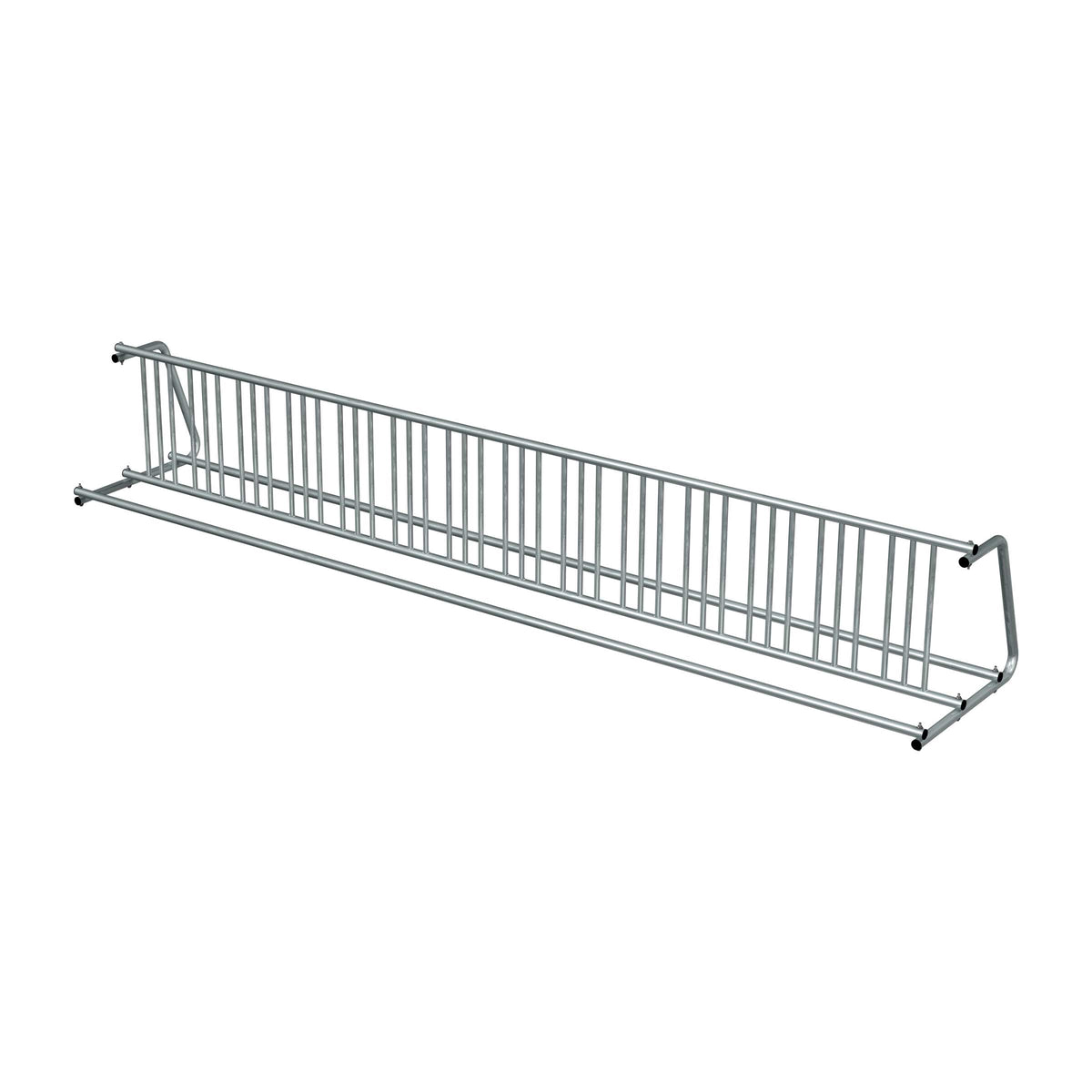 16 ft long D-shaped bike rack of galvanized steel tubing - double sided in 3/4 view