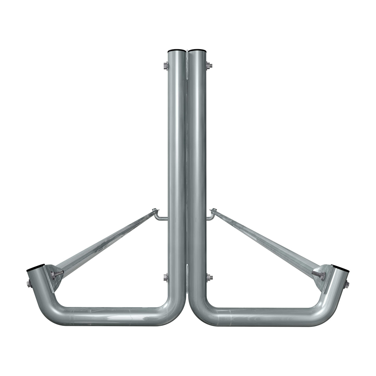 20 ft long bike rack of galvanized steel tubing - double sided in right view