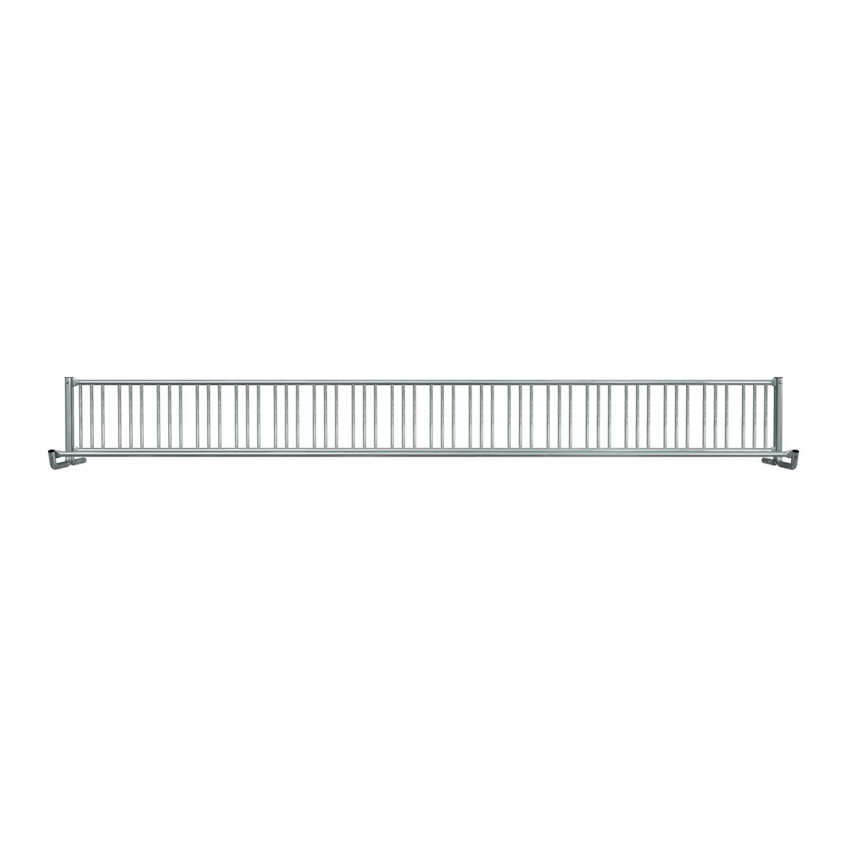 20 ft long bike rack of galvanized steel tubing - single sided in front view