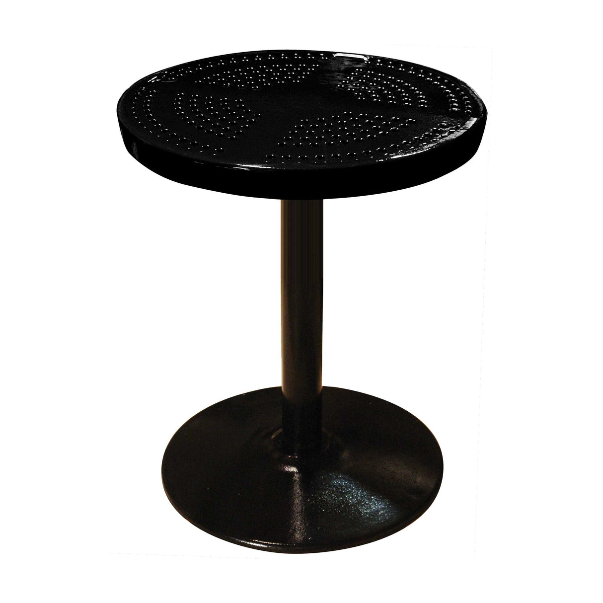 24TAB30 24" round perforated pedestal table 30" high - black