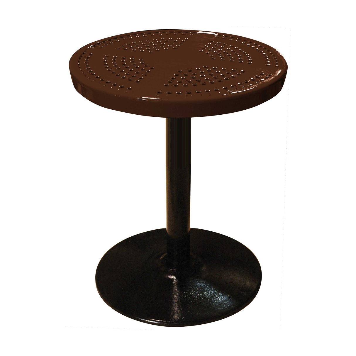 24TAB30 24" round perforated pedestal table 30" high - brown