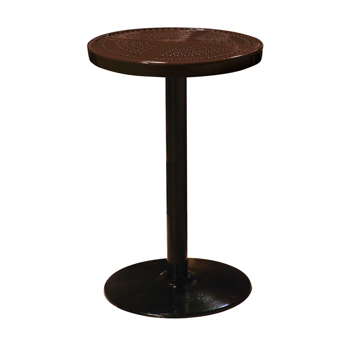 24TAB90 24" round perforated pedestal table 90" high - brown
