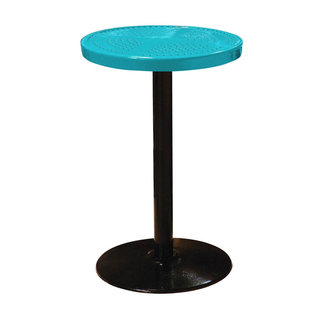 24TAB90 24" round perforated pedestal table 90" high - teal