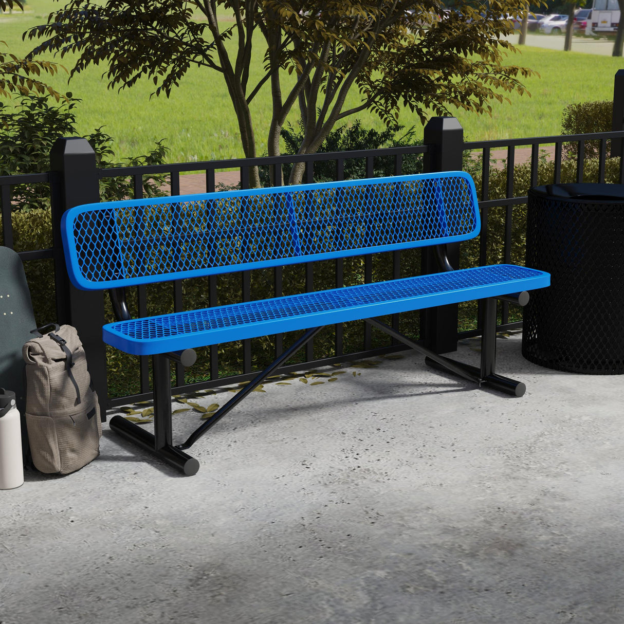 Quick Ship B6WBP 6 Foot Expanded Metal Bench with Back