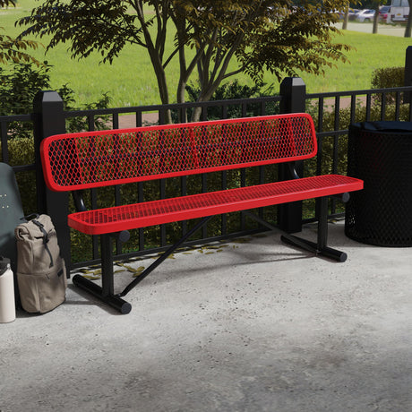 Quick Ship B6WBP 6 Foot Expanded Metal Bench with Back