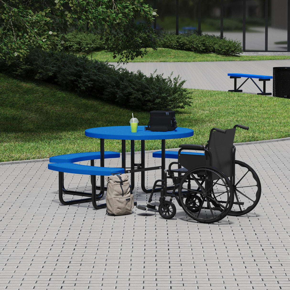 Quick Ship T46ROP-ADA 46" Round Expanded Metal ADA Table