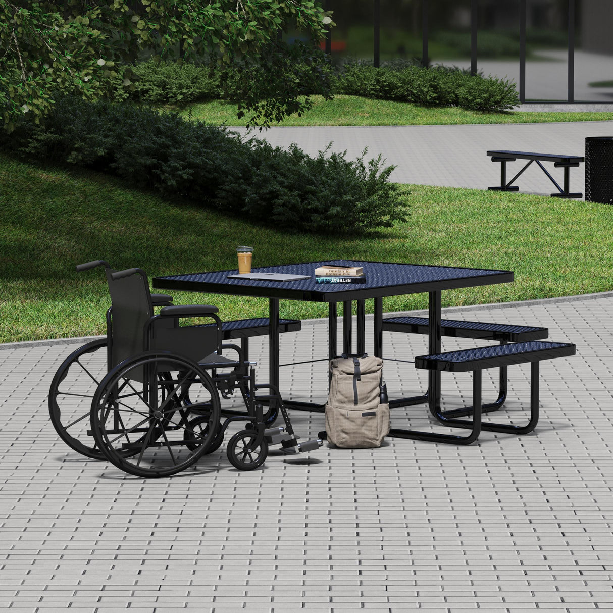 Quick Ship T46SQP-ADA 46" Square Expanded Metal ADA Table