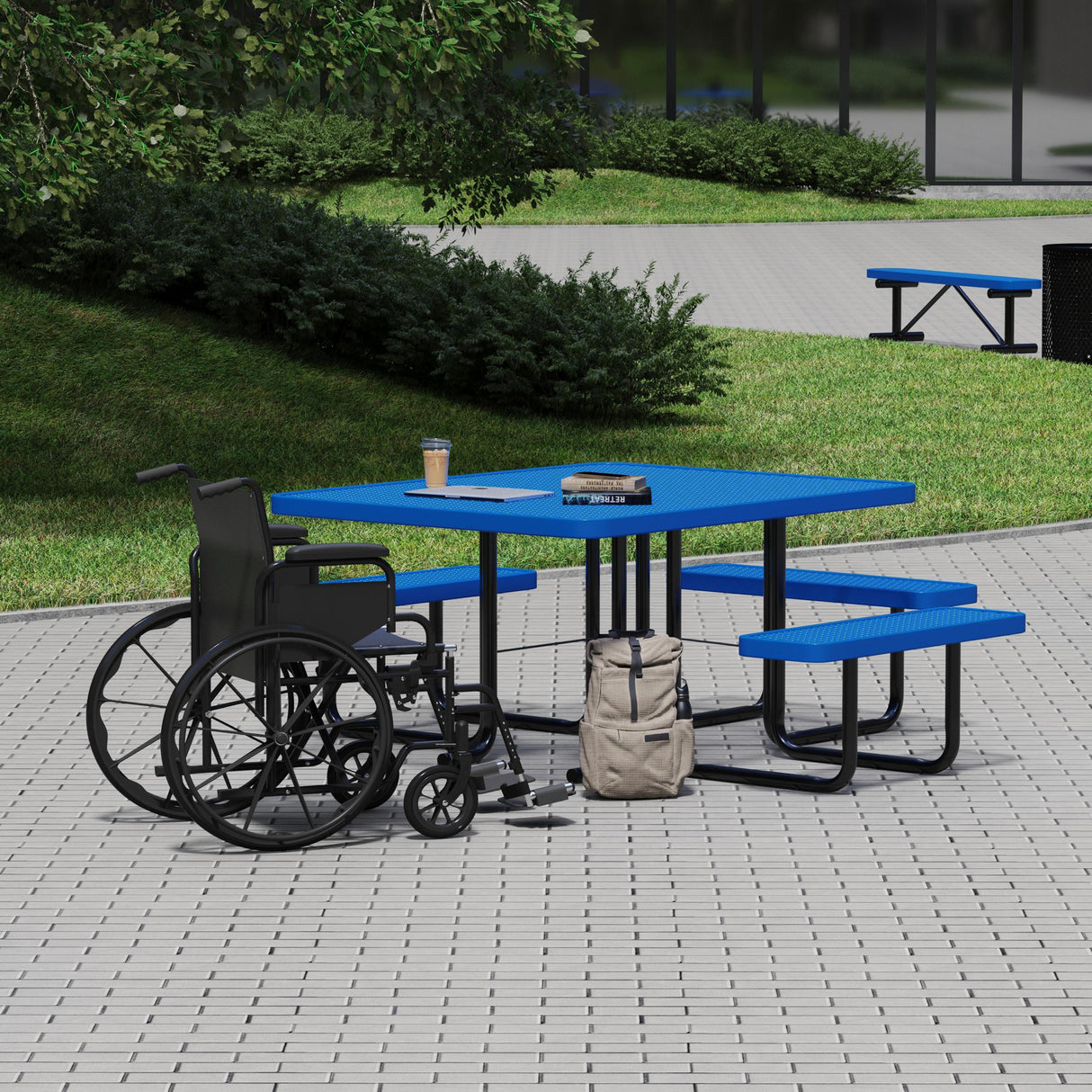 Quick Ship T46SQP-ADA 46" Square Expanded Metal ADA Table