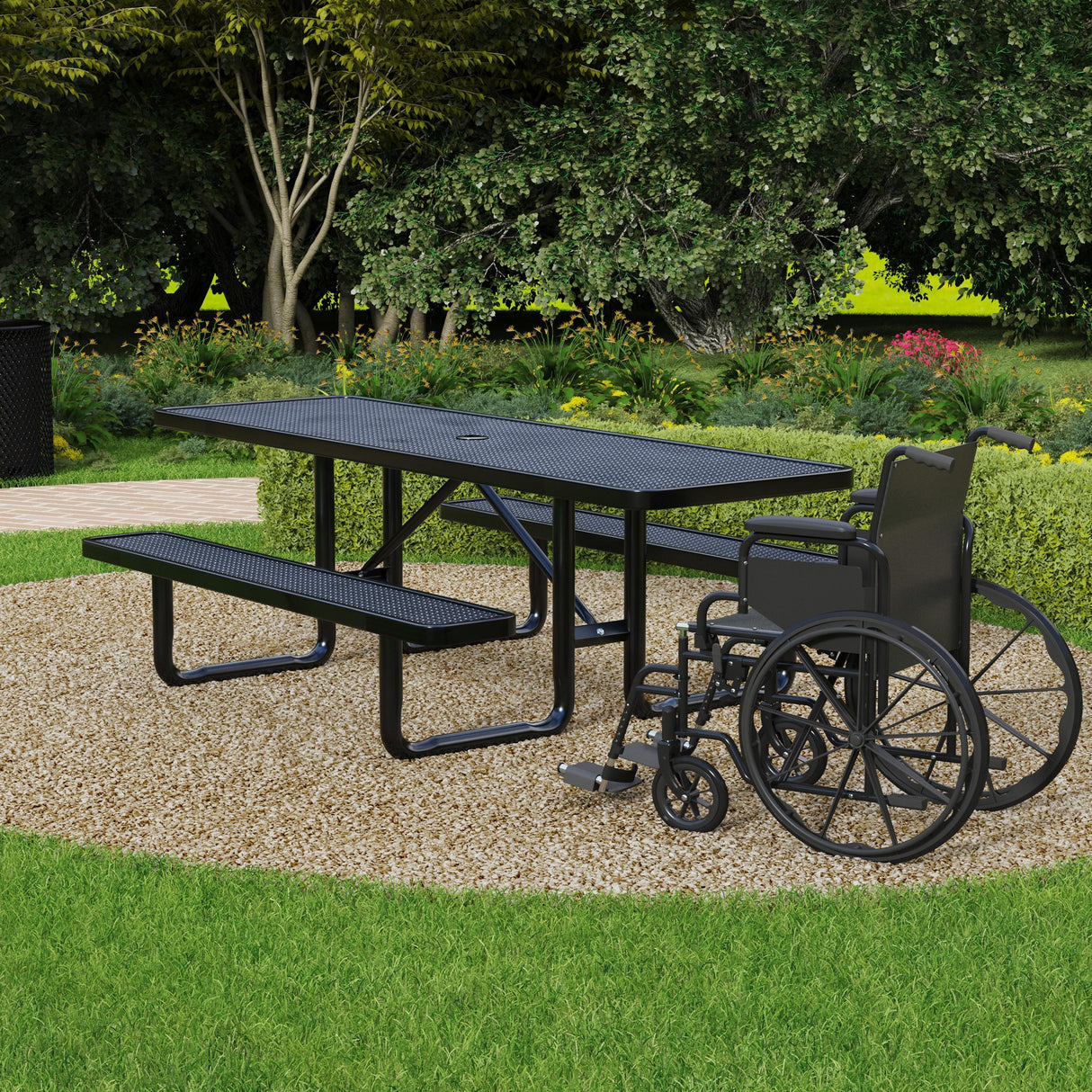 Quick Ship T8XPP-ADA 8 Foot Expanded Metal ADA Picnic Table