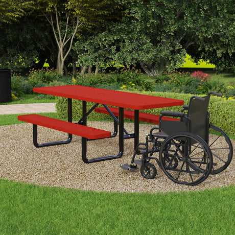 Quick Ship T8XPP-ADA 8 Foot Expanded Metal ADA Picnic Table