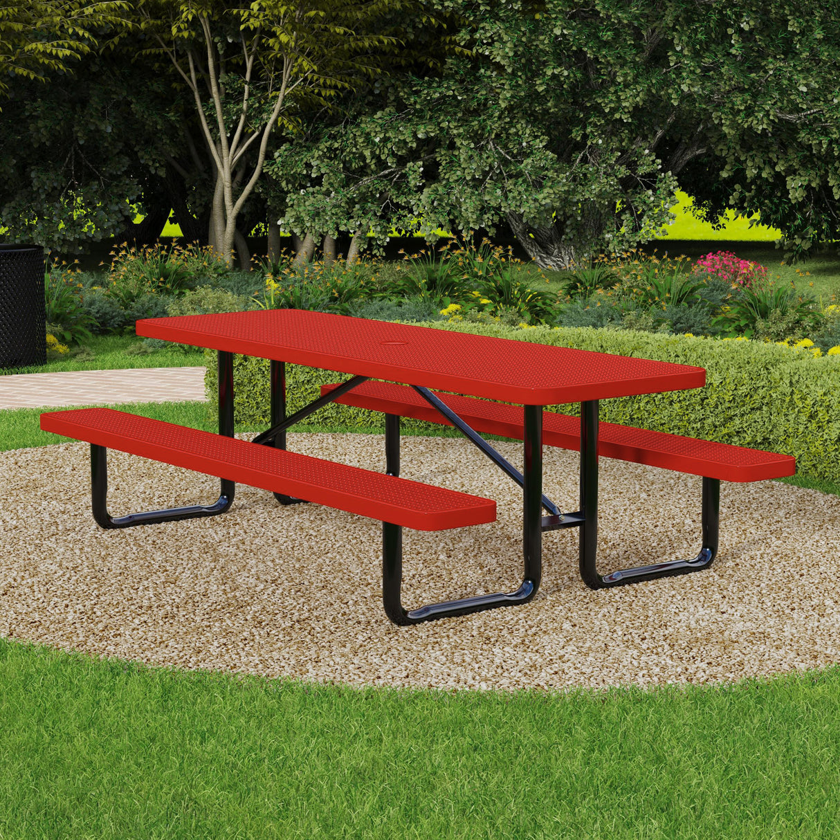Quick Ship T8XPP 8 Foot Expanded Metal Picnic Table