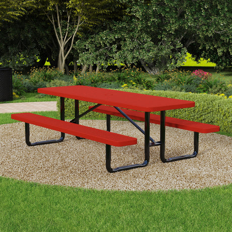 Quick Ship T8XPP 8 Foot Expanded Metal Picnic Table