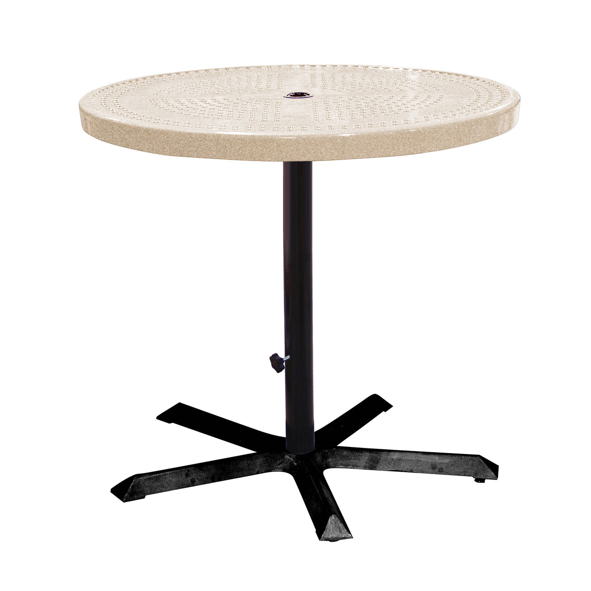 36TAB40 36 inch round perforated pedestal table 40 inches high - sandstone