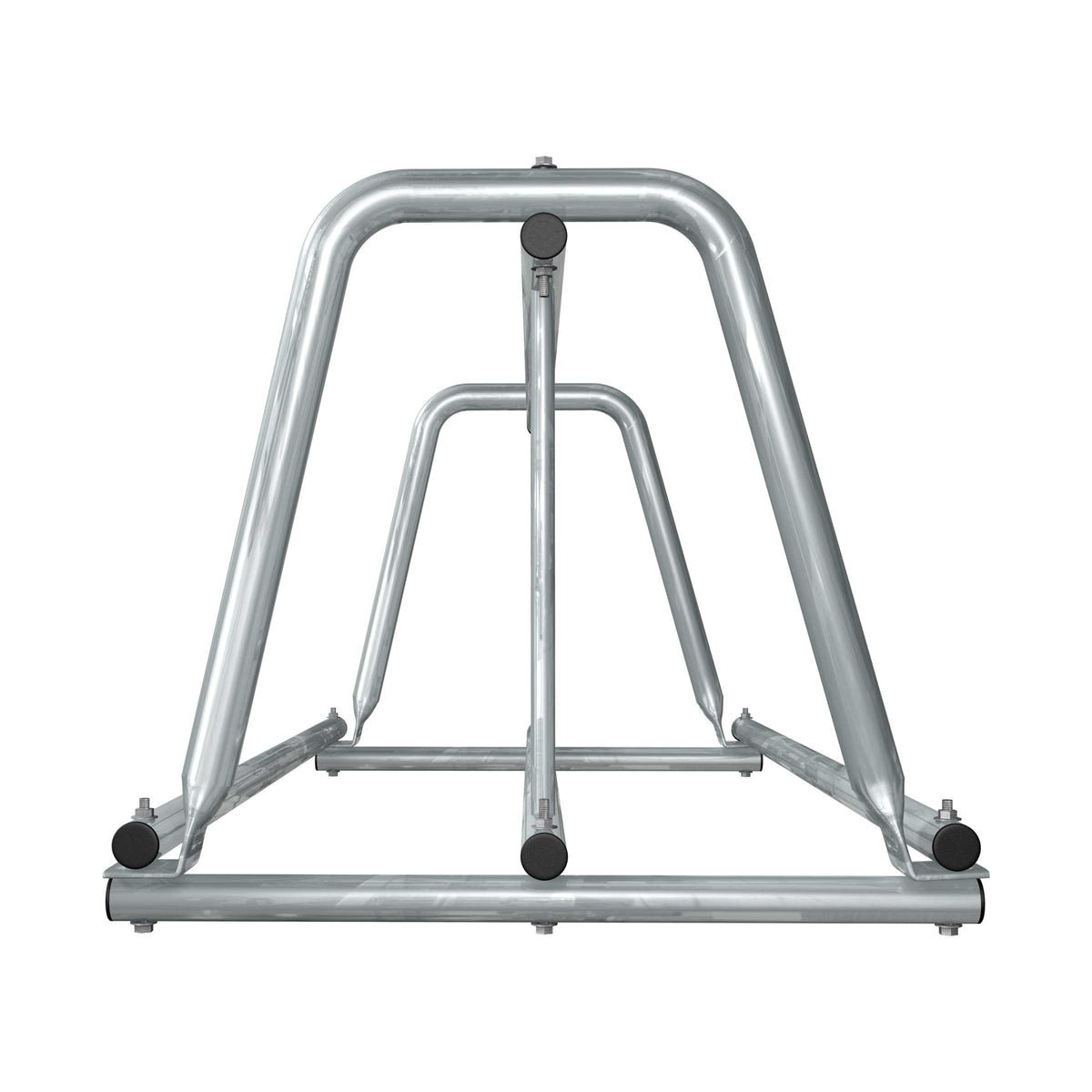 5 ft long A-shaped bike rack of galvanized steel tubing - double sided in right view