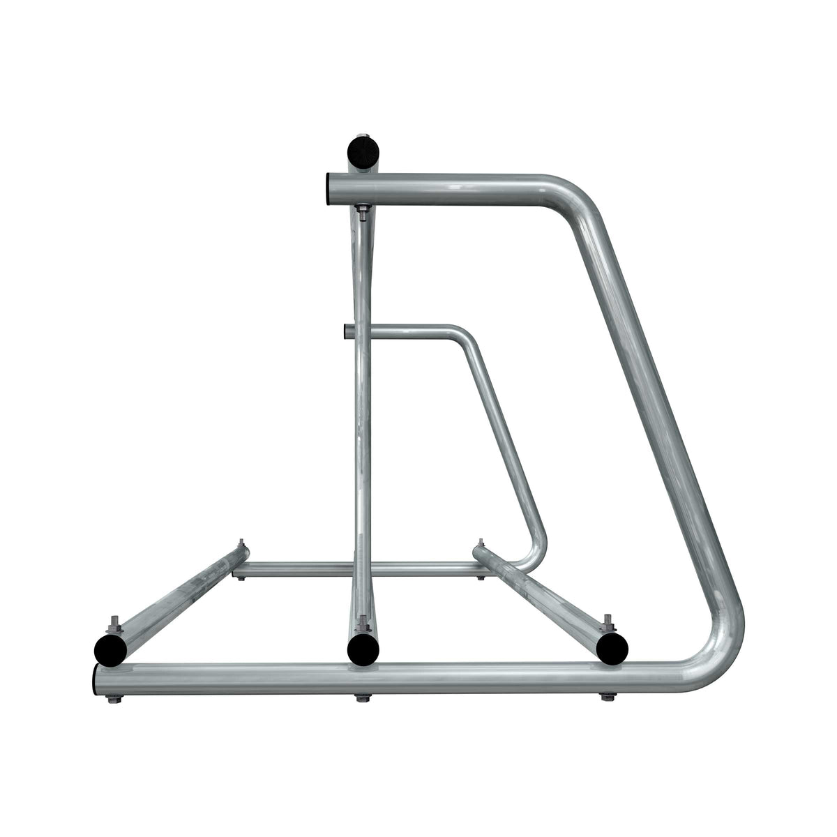 5 ft long D-shaped bike rack of galvanized steel tubing - double sided in side view