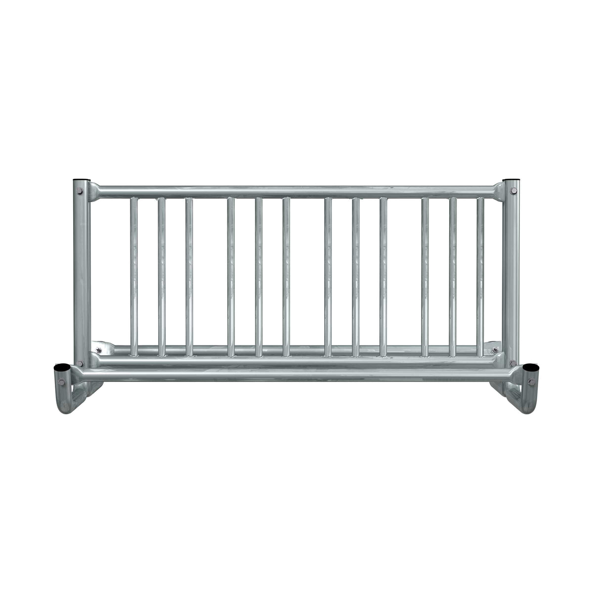 5 ft long bike rack of galvanized steel tubing - double sided in front view