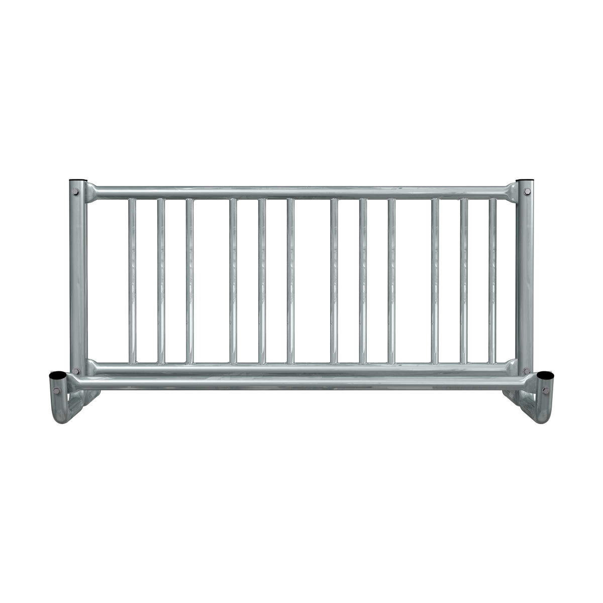 5 ft long bike rack of galvanized steel tubing - single sided in front view
