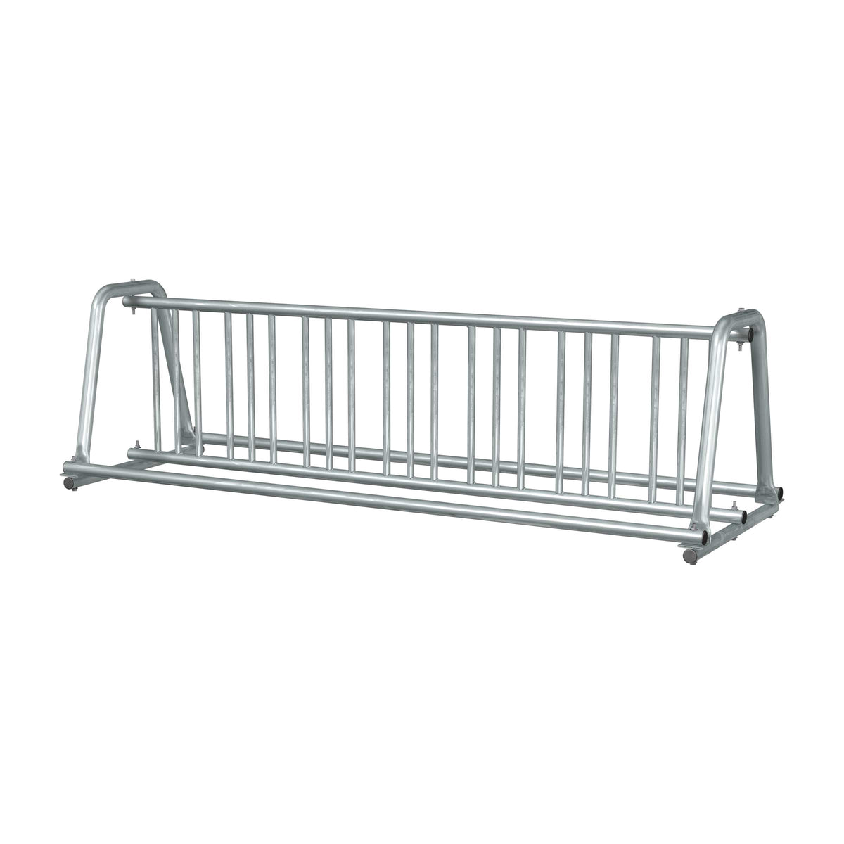 8 ft long A-shaped bike rack of galvanized steel tubing - double sided in 3/4 view