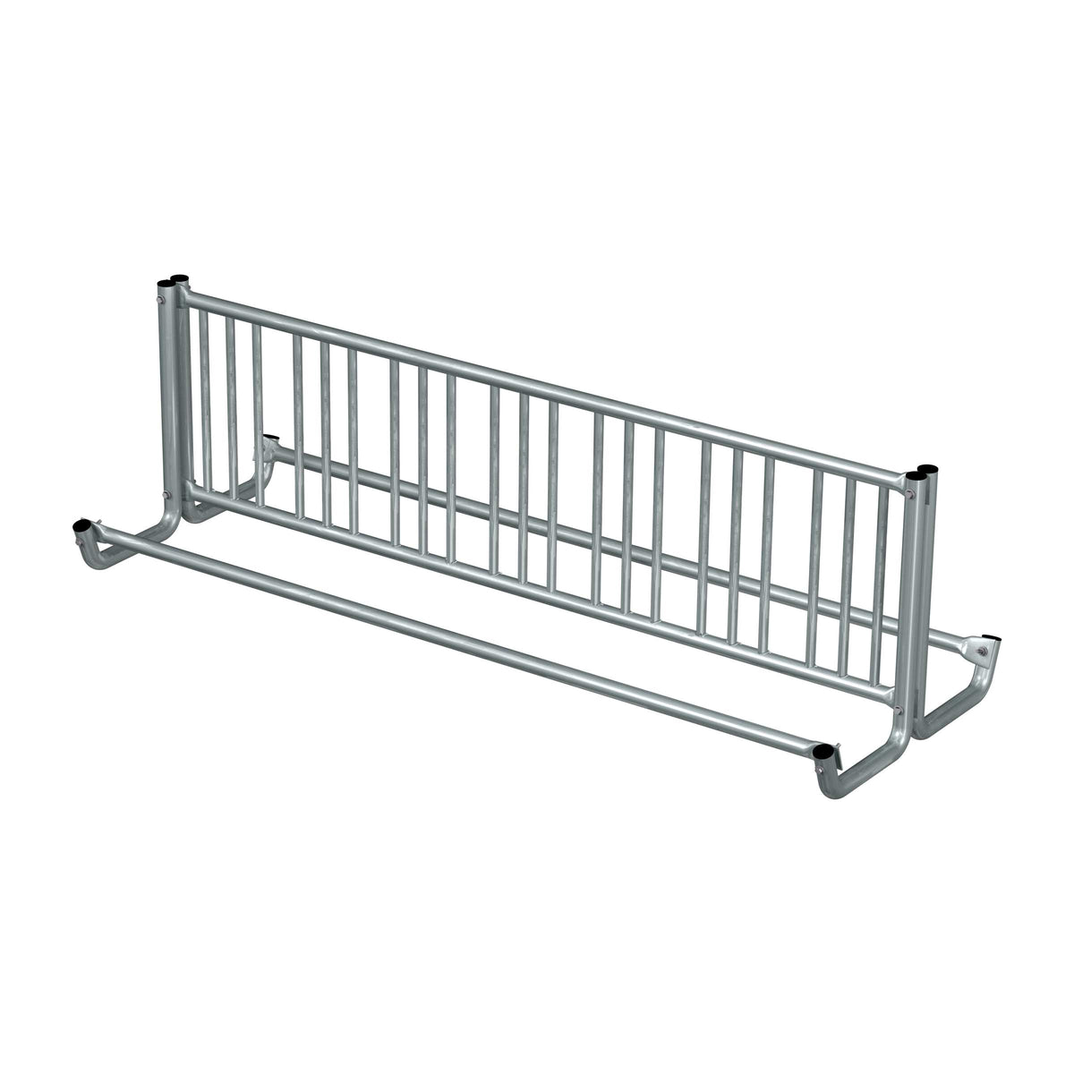 8 ft long bike rack of galvanized steel tubing - double sided in 3/4 view