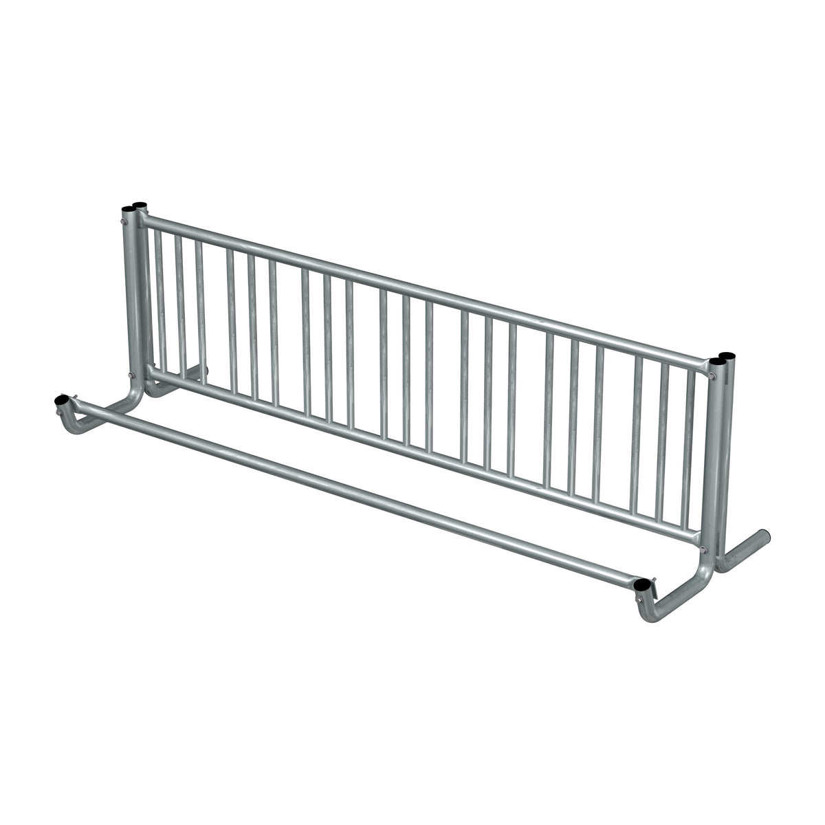 8 ft long bike rack of galvanized steel tubing - single sided in 3/4 view