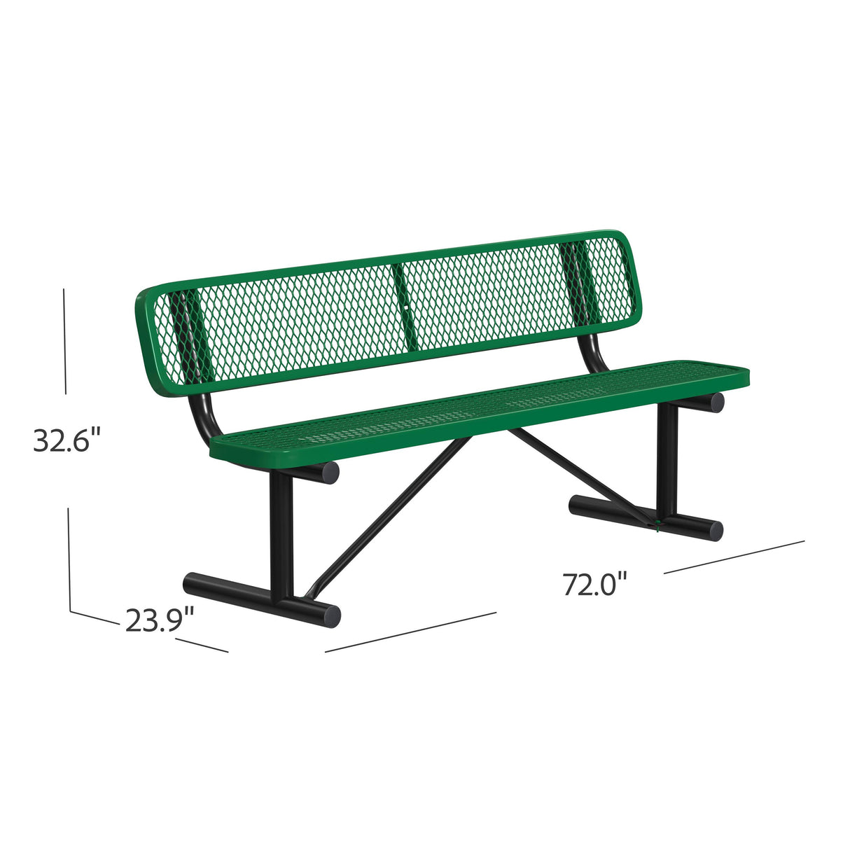 Quick Ship B6WBP 6 Foot Expanded Metal Bench with Back