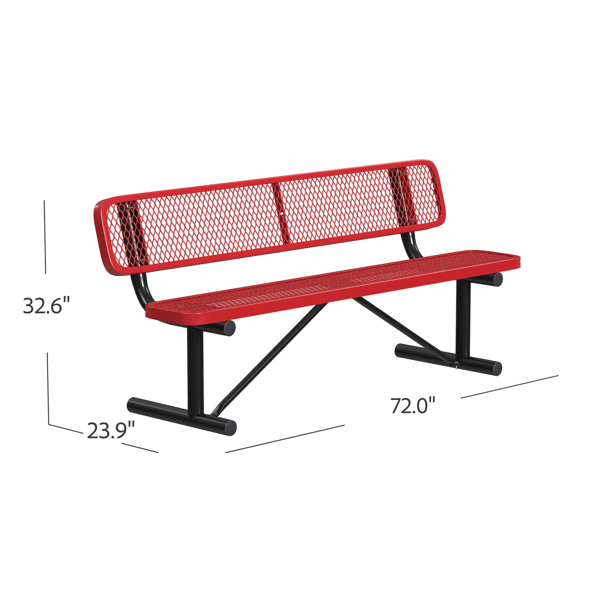 Quick Ship B6WBP 6 Foot Expanded Metal Bench with Back