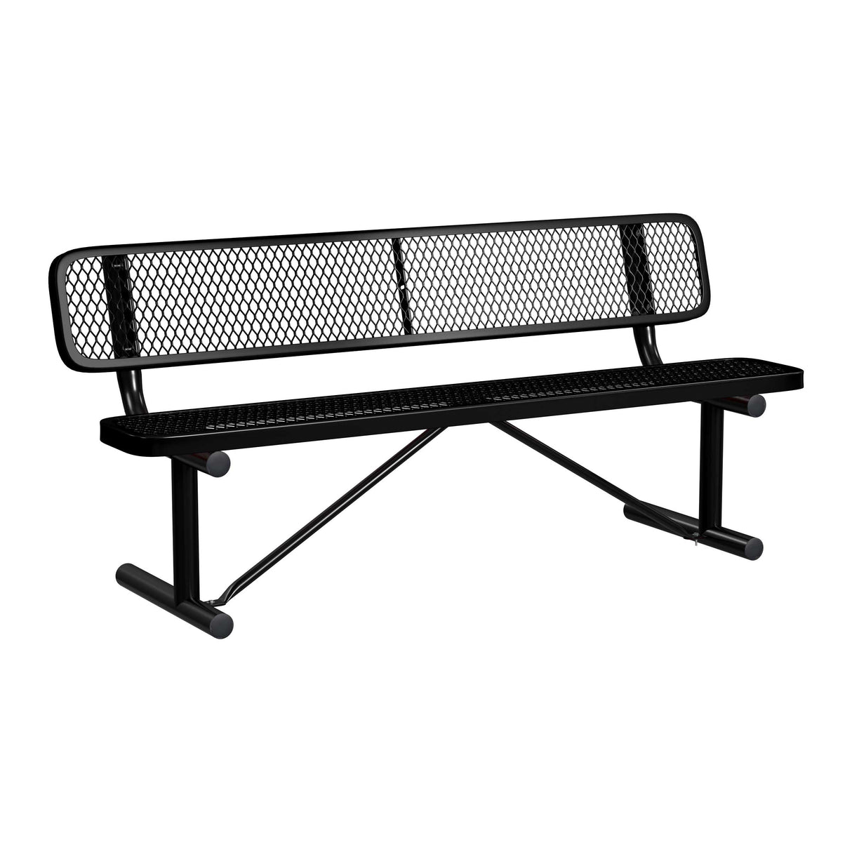 Standard Expanded Metal Bench With Back - portable mount