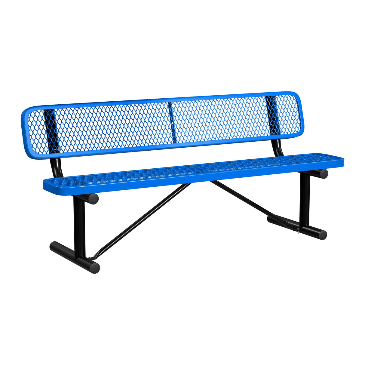 Standard Expanded Metal Bench With Back - portable mount