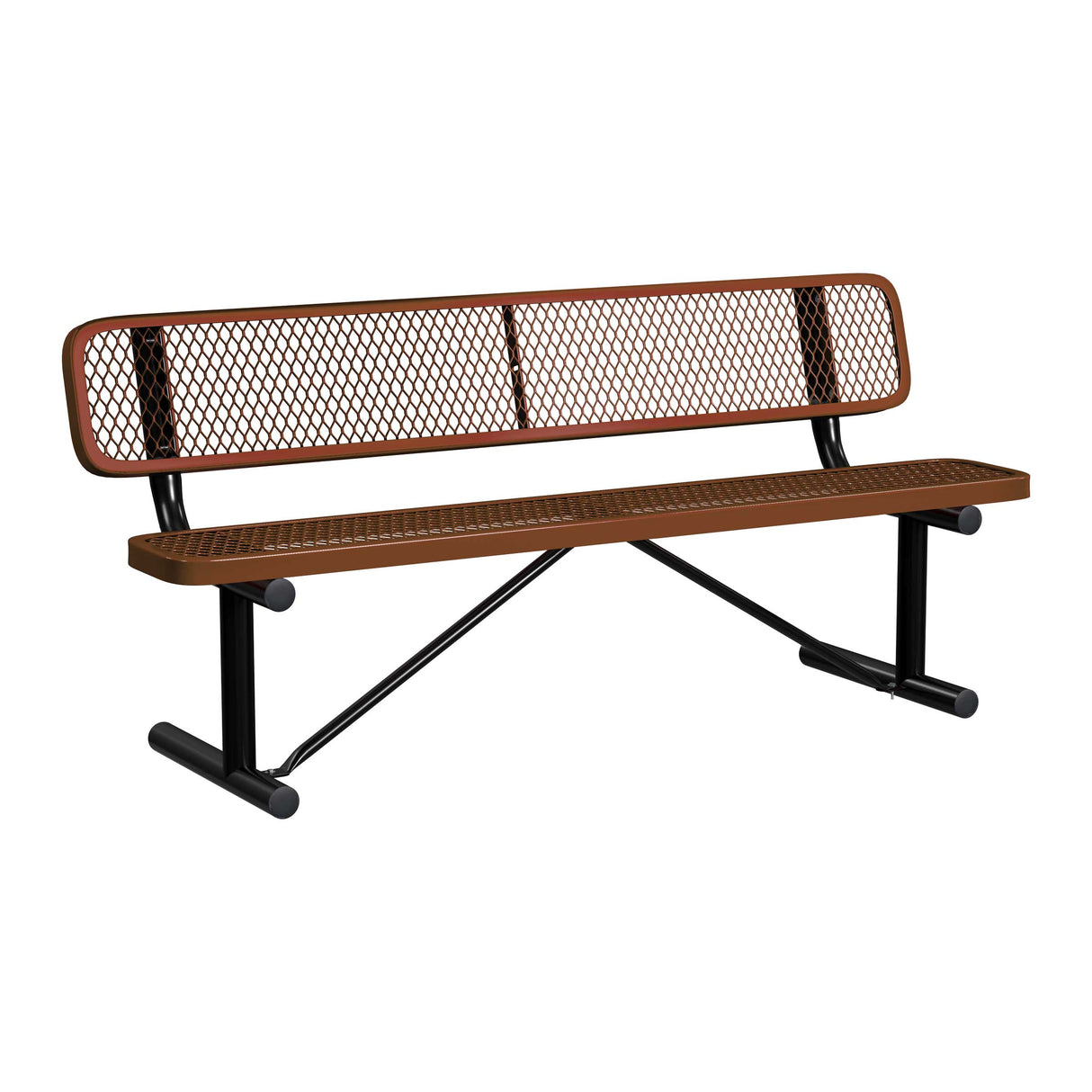 Standard Expanded Metal Bench With Back - portable mount