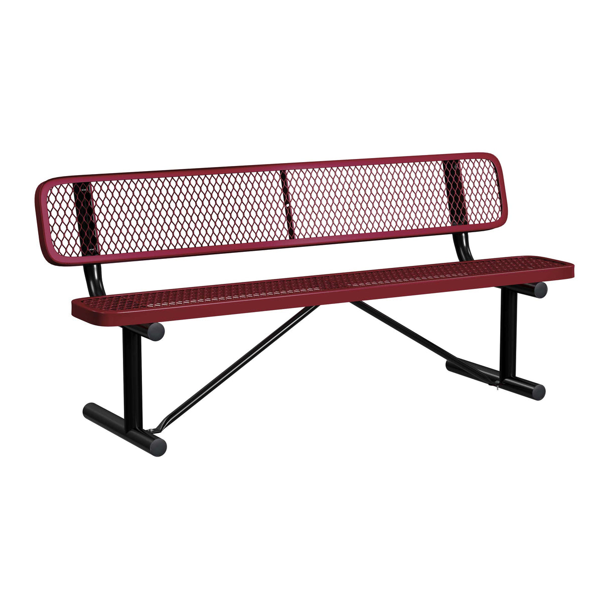 Standard Expanded Metal Bench With Back - portable mount