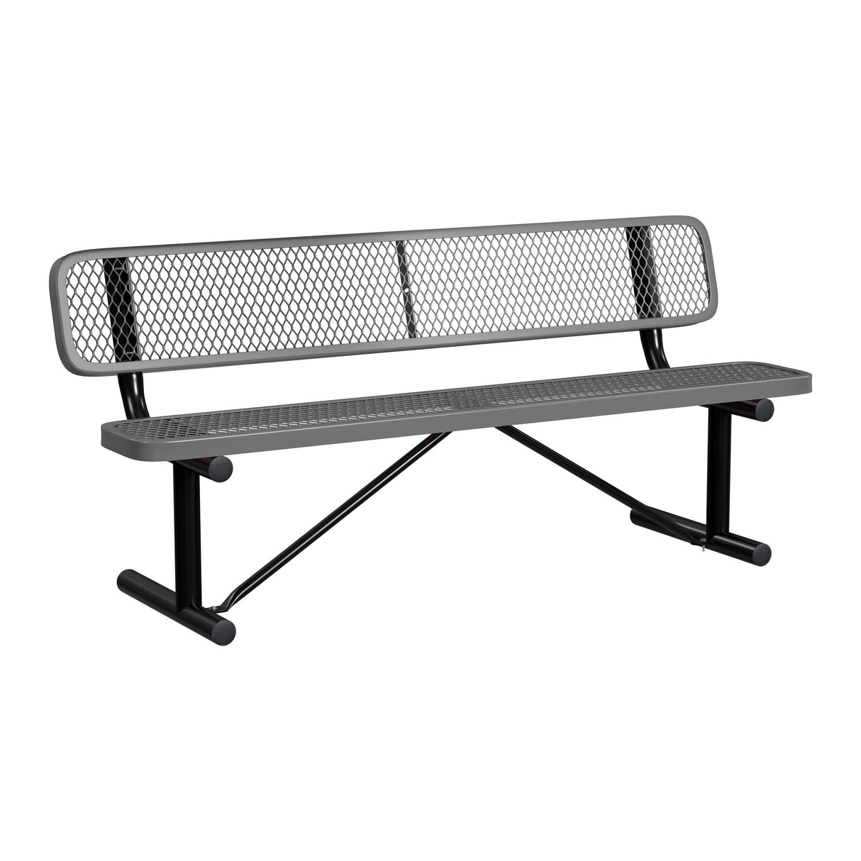 Standard Expanded Metal Bench With Back - portable mount