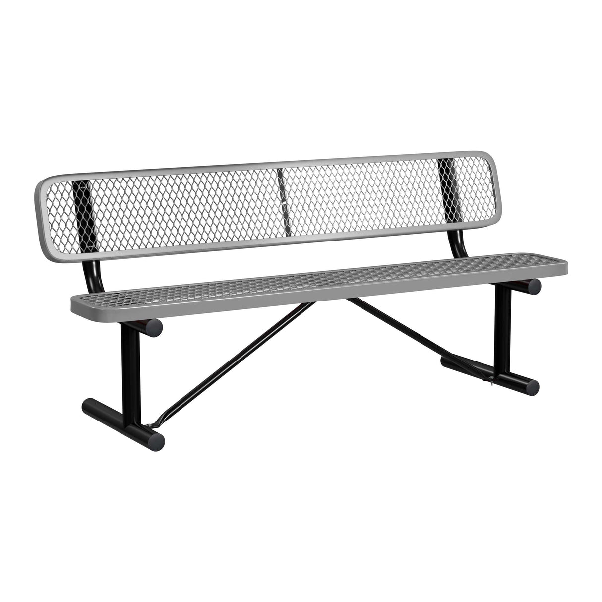 Standard Expanded Metal Bench With Back - portable mount