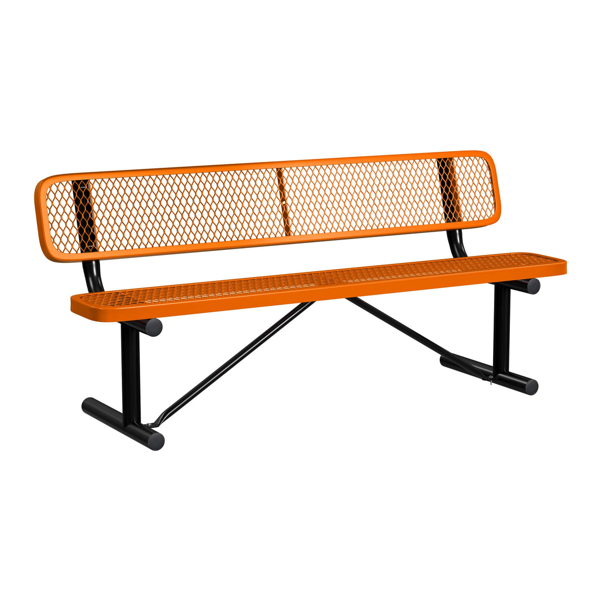 Standard Expanded Metal Bench With Back - portable mount