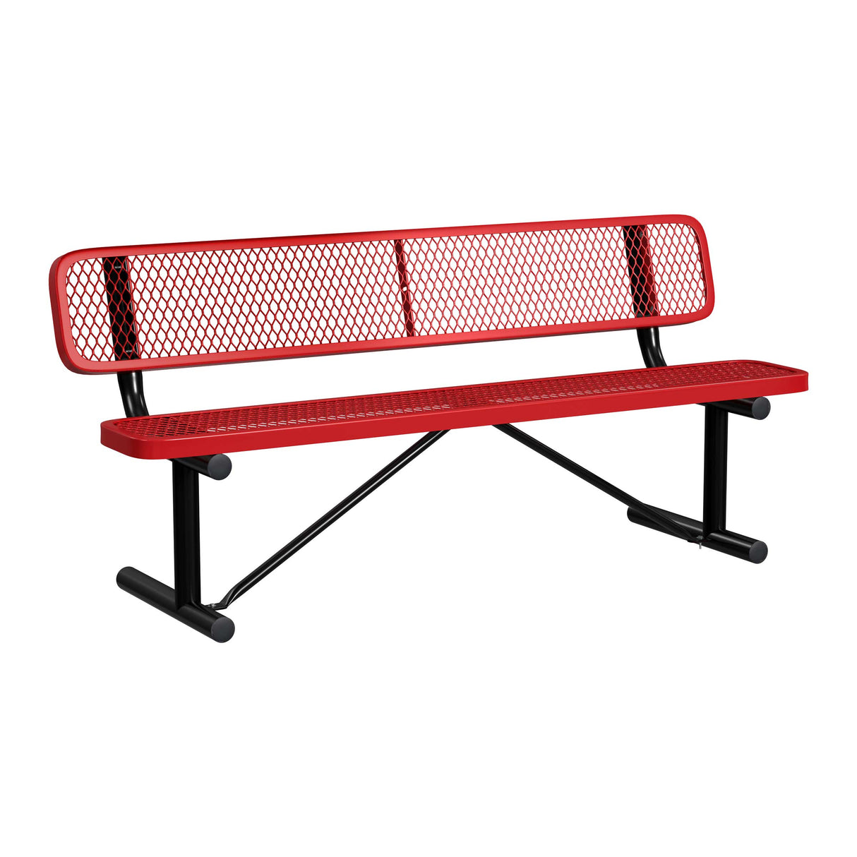 Standard Expanded Metal Bench With Back - portable mount