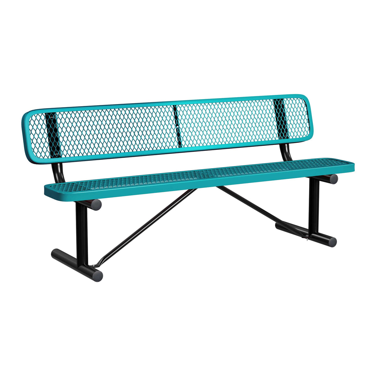 Standard Expanded Metal Bench With Back - portable mount