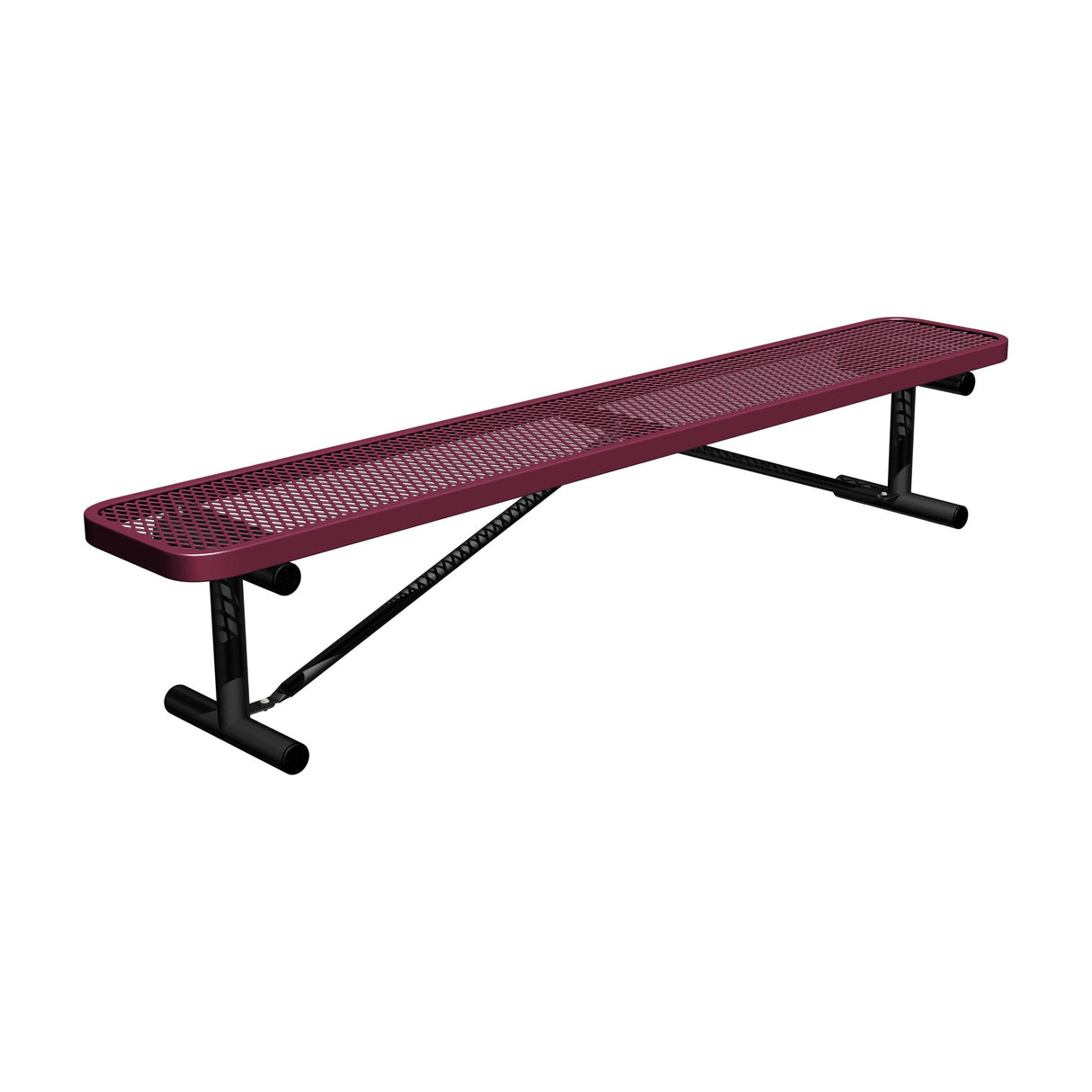 8 ft. players bench in burgundy thermoplastic seat with portable legs