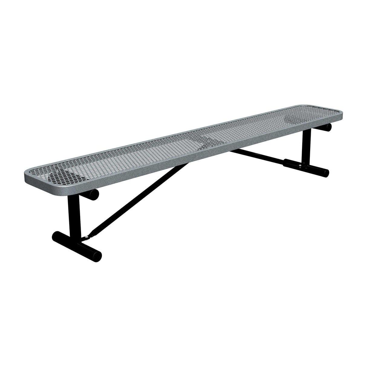 8 ft expanded metal portable mount players bench 15" wide with granite seat and black powder-coated legs