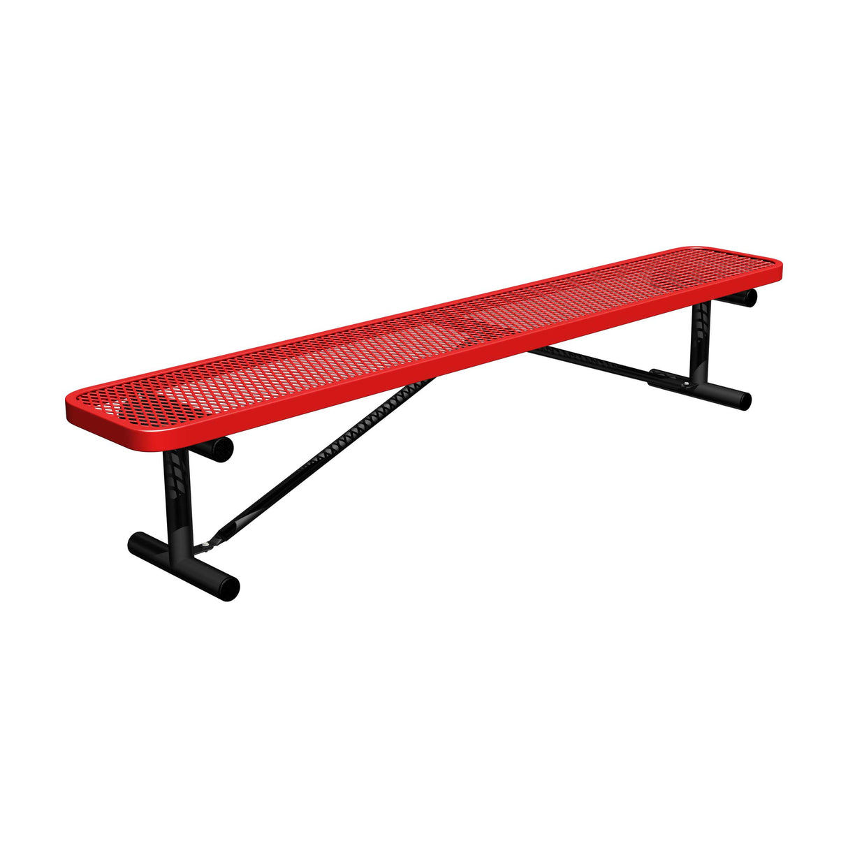 8 ft. players bench in red thermoplastic seat with portable legs