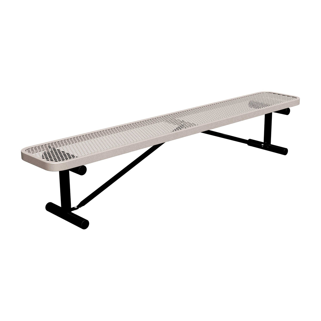 8 ft expanded metal portable mount players bench 15" wide with sandstone seat and black powder-coated legs