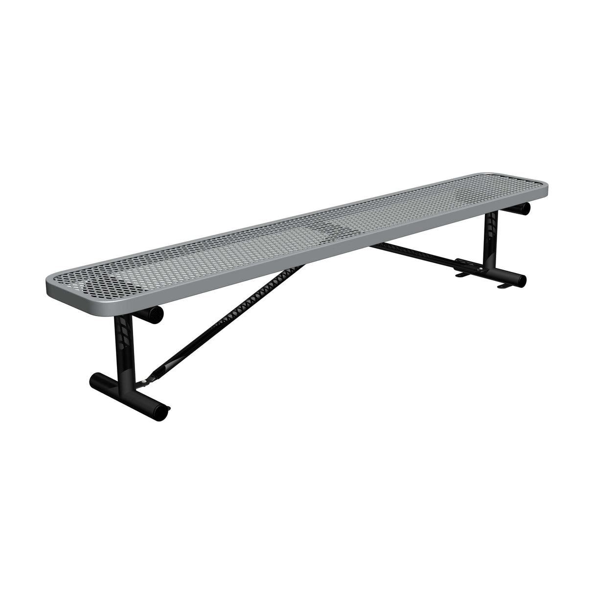 8 ft. players bench in dark gray thermoplastic seat with surface mount tabs