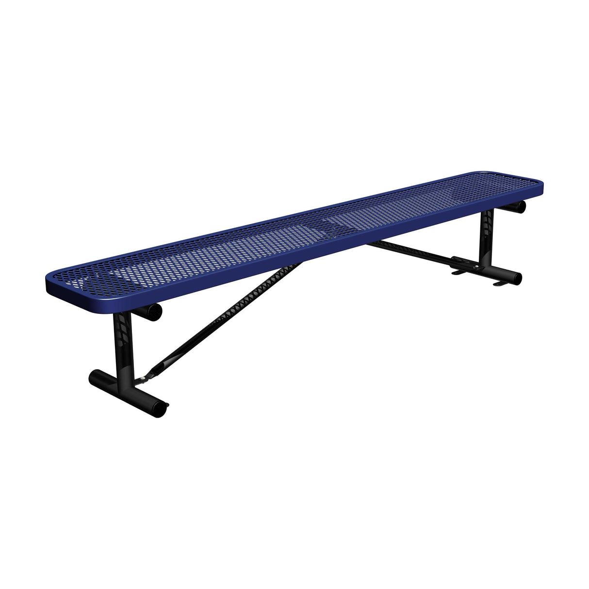 8 ft. players bench in navy thermoplastic seat with surface mount tabs