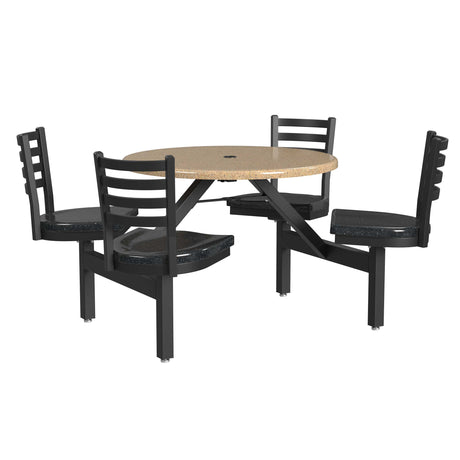 LCH-4336RD 4-seat 36 inch round covey cluster seat granola corian top and fiberglass obsidian seats