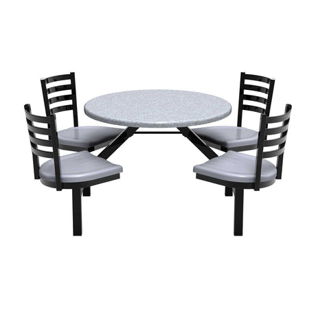 LCH-4336RD 4-seat 36 inch round covey cluster seat steel gray fiberglass top and seats front view