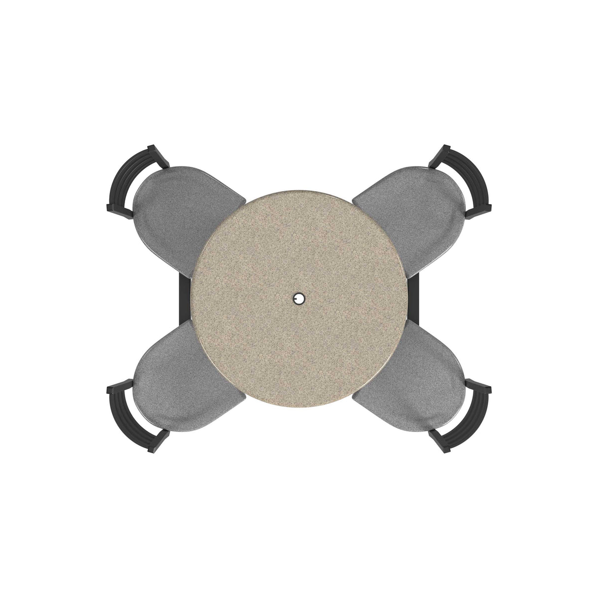 LCH-4336RD 4-seat 36 inch round covey cluster seat cappucino and steel gray fiberglass top and seats top view