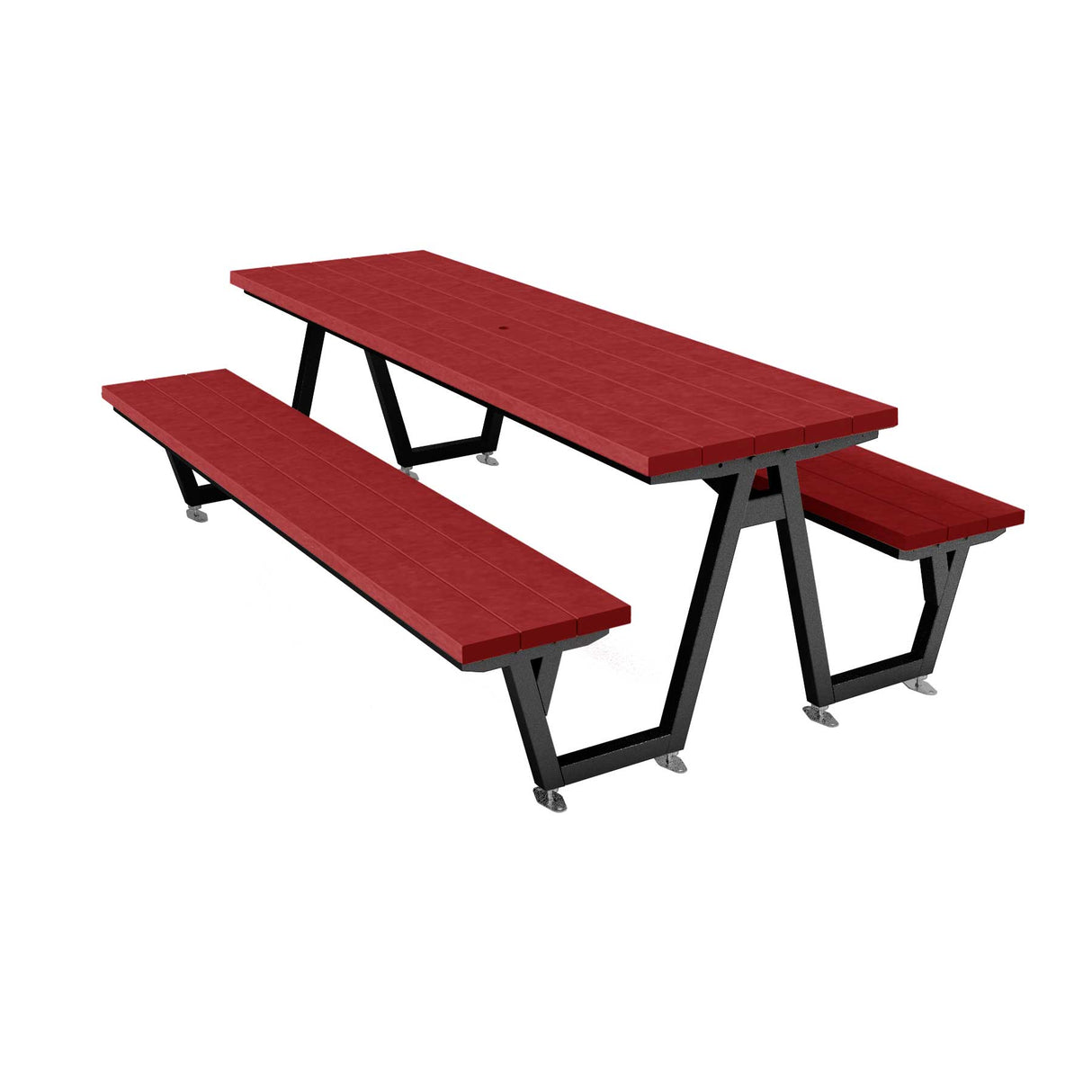 centra picnic 8 ft multi-board cardinal red planks on black frame