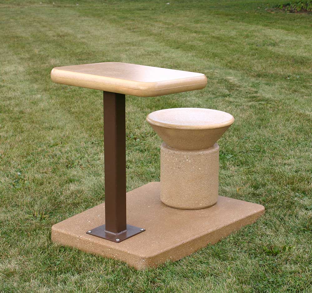 LCH-D363030V getzen concrete classroom desk and seat in outdoor setting - SB4 finish