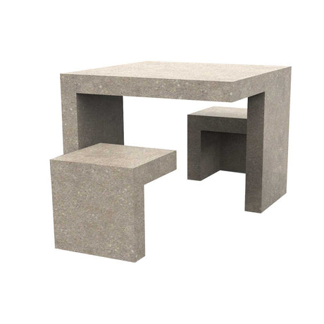 LCH-T7000 40" square getzen concrete contemporary table, 2 stools- SB2 finish