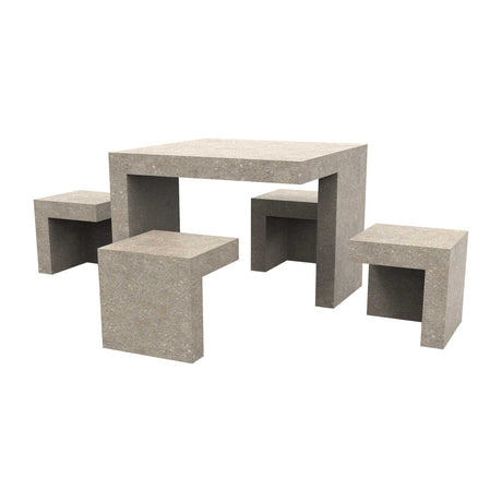 LCH-T7050 40" square getzen concrete contemporary table, 4 stools- SB2 finish