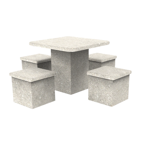 LCH-T7100 36" square getzen concrete pedestal table, 4 stools- C2 finish